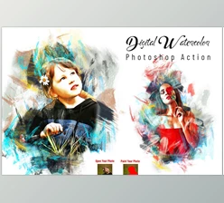 Download Digital Watercolor Photoshop Action CreativeMarket - 7113804