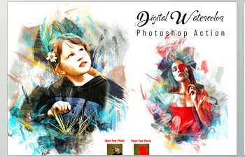 Download Digital Watercolor Photoshop Action CreativeMarket - 7113804