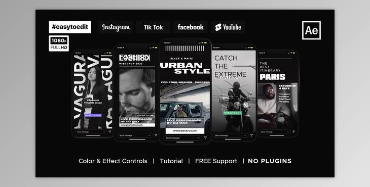 Download Instagram Stories Black and White (Videohive 37110192) - AE Project