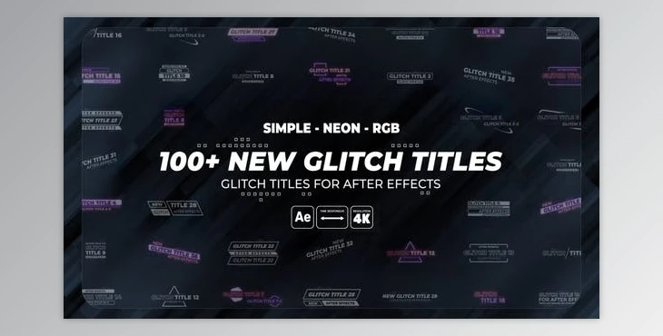 Download 100+ Glitch Titles | Simple | Neon | RGB (Videohive 37102836) - AE Project