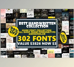 Download Creativefabrica – 302 FONT BUNDLE ENTIRESHOP ALL in