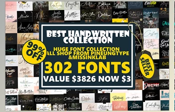 Download Creativefabrica – 302 <span class='badge badge-warning'>FONT</span> BUNDLE ENTIRESHOP ALL in