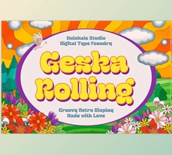 Download Geska Rolling – Groovy Retro Font – CreativeMarket 6604457