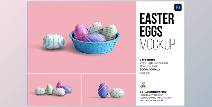 Download Easter Eggs Mockup – 3 Views CreativeMarket - 7139615