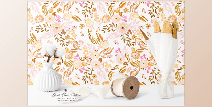 Download April Roses Watercolor Pattern