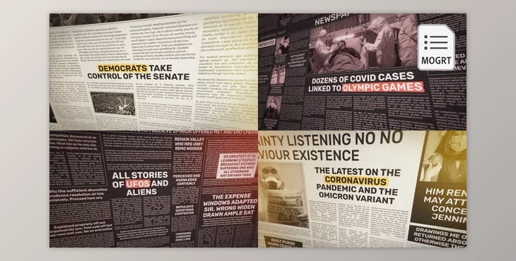 Download Newspaper News Intro – MOGRT (Videohive 37245584)