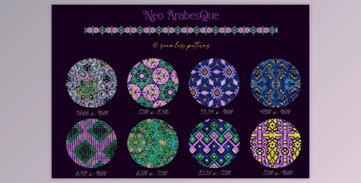 Download Neo Arabesque : Patterns and Borders CreativeMarket - 7049788