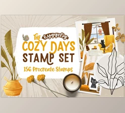 Download Cozy Days Stamp Set for Procreate CreativeMarket - 6873745