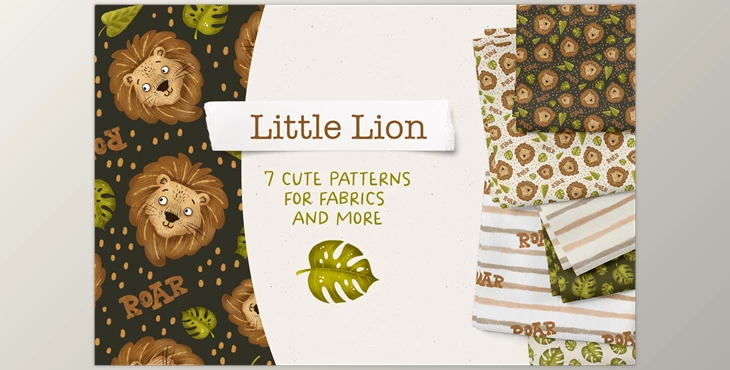 Download Little Lion – Pattern Set CreativeMarket - 7099941