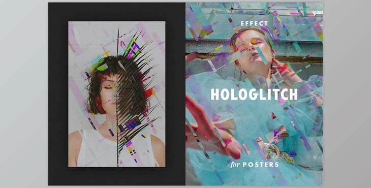 Download Hologlitch Effect for Posters CreativeMarket - 7167698