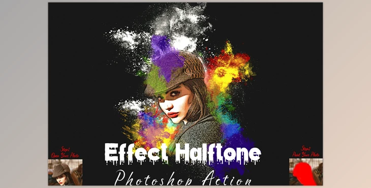 Download Effect Halftone Photoshop Action CreativeMarket - 7175898