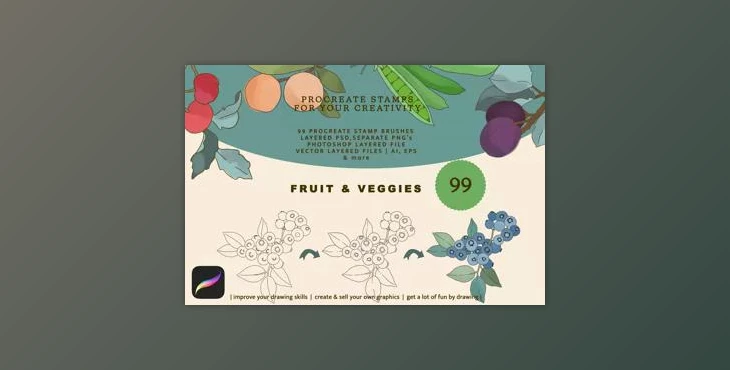 Download Fruit & Veggies Brush Kit – Procreate