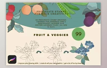 Download Fruit & Veggies Brush <span class='badge badge-warning'>Kit</span> – Procreate