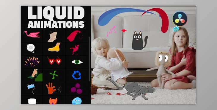 Download Liquid Stickers for DaVinci Resolve (VideoHive 36976042)