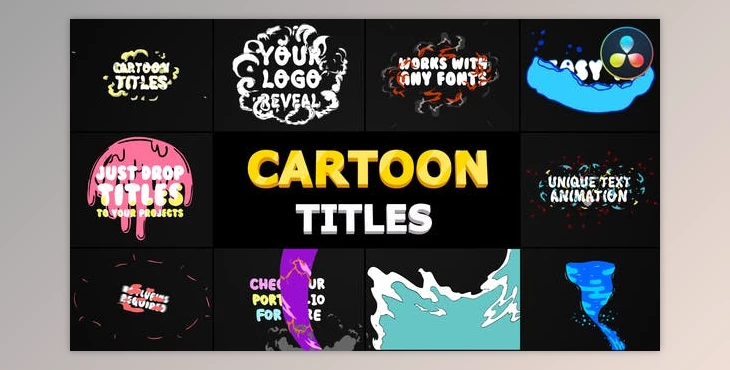 Download Cartoon Titles Pack | DaVinci Resolve (VideoHive 36868036)
