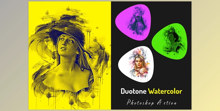 Download Duotone Watercolor Photoshop Action CreativeMarket - 7187748