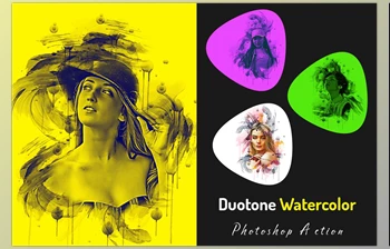 Download <span class='badge badge-warning'>Duotone</span> Watercolor Photoshop Action CreativeMarket - 7187748