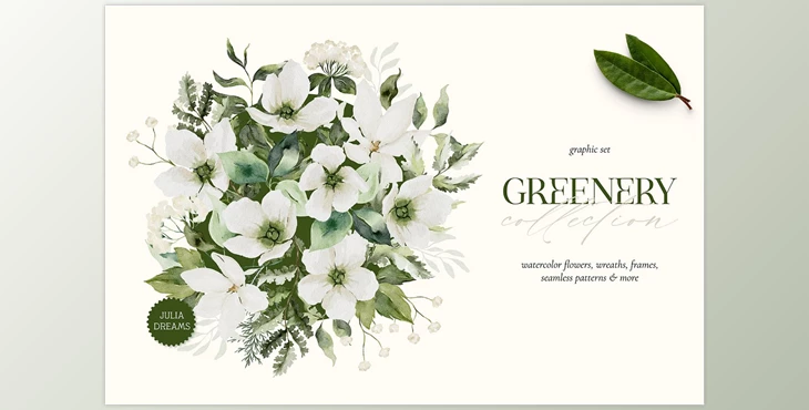 Download Greenery Watercolor Collection CreativeMarket - 7139406