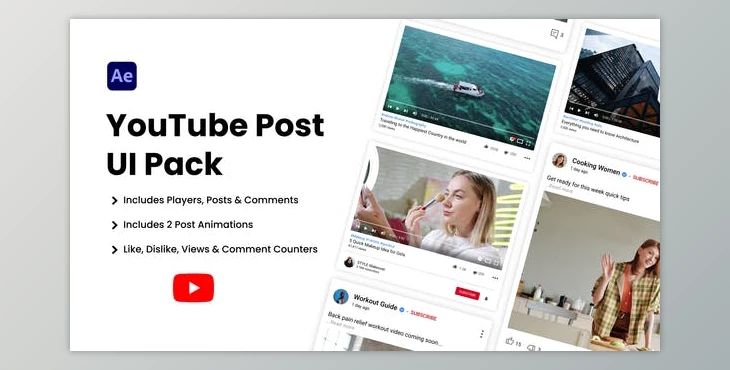 Download YouTube Player, Post, Comment UI Pack (Videohive 37512537) - AE Project