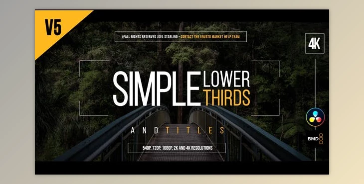 Download Gold Simple Lower Thirds | 4K for Davinci Resolve (Videohive 33573308)