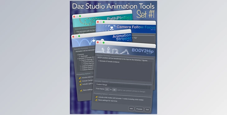 Download 4 Animation Tools for Daz Studio 4.20 – Set 1