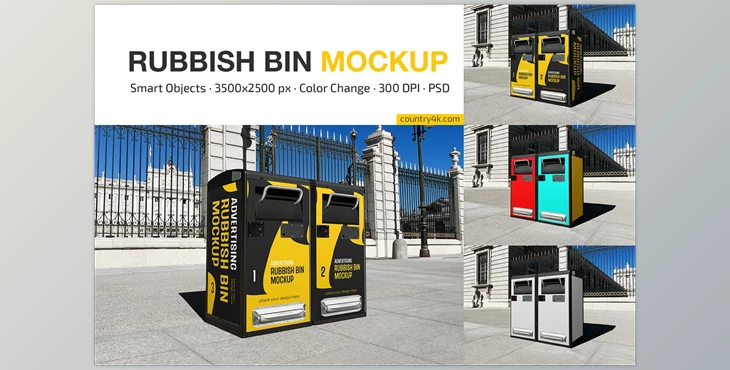 Download Advertising Rubbish Bin Mockup Set CreativeMarket - 7221190