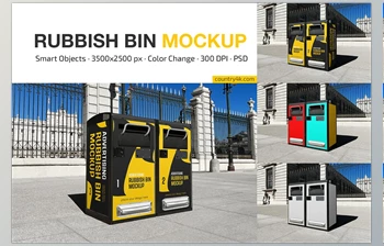 Download Advertising Rubbish Bin <span class='badge badge-warning'>Mockup</span> <span class='badge badge-warning'>Set</span> CreativeMarket - 7221190