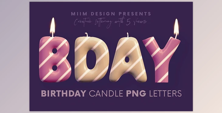 Download Birthday Candle – 3D Lettering CreativeMarket - 7109431