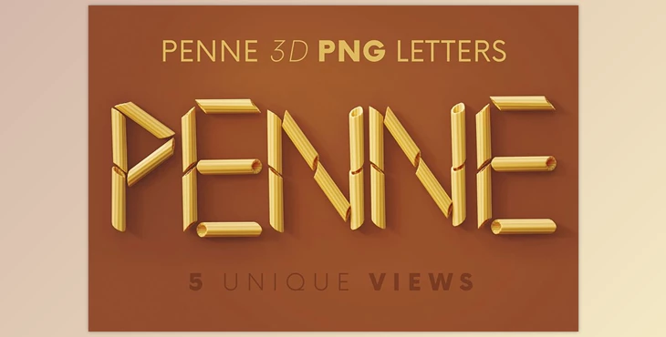 Download Penne Pasta – 3D Lettering CreativeMarket - 7198847