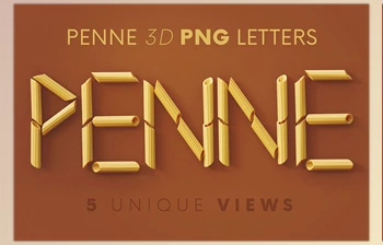 Download Penne Pasta – <span class='badge badge-warning'>3D</span> Lettering CreativeMarket - 7198847