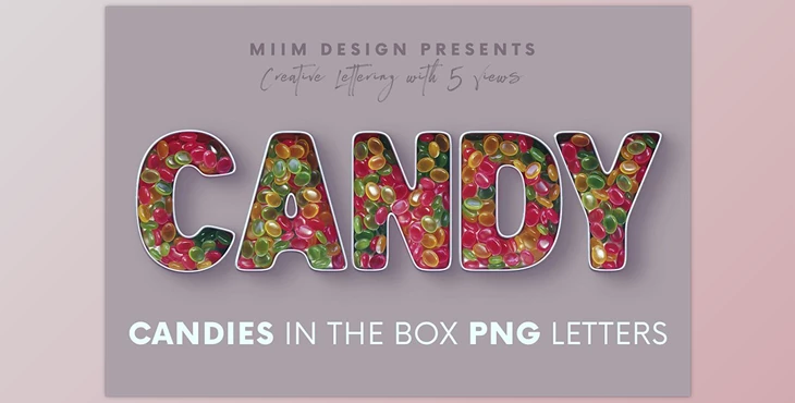 Download Candies in the Box – 3D Lettering CreativeMarket - 7176191