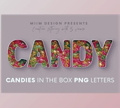 Download Candies in the Box – 3D Lettering CreativeMarket - 7176191