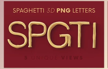 Download Spaghetti – 3D <span class='badge badge-warning'>Lettering</span> CreativeMarket - 7198850