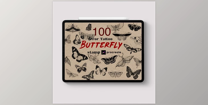 Download Hand Drawing Butterfly Brush Stamp M7FHPX8