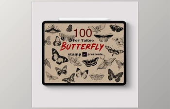 Download Hand Drawing Butterfly Brush <span class='badge badge-warning'>Stamp</span> M7FHPX8