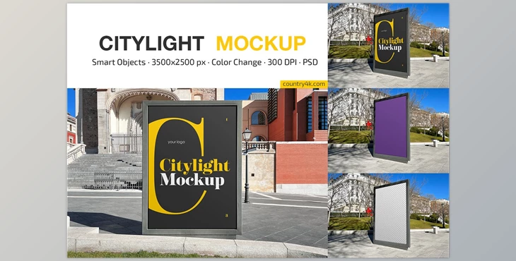 Download Citylight Outdoor Advertising Mockup CreativeMarket - 7259192