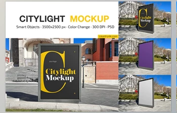 Download Citylight <span class='badge badge-warning'>Outdoor</span> Advertising Mockup CreativeMarket - 7259192