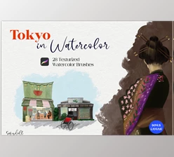 Download Tokyo in Watercolor for Procreate CreativeMarket - 6327509