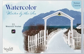 Download Winter by the Sea – <span class='badge badge-warning'>Watercolor</span> CreativeMarket - 6612217