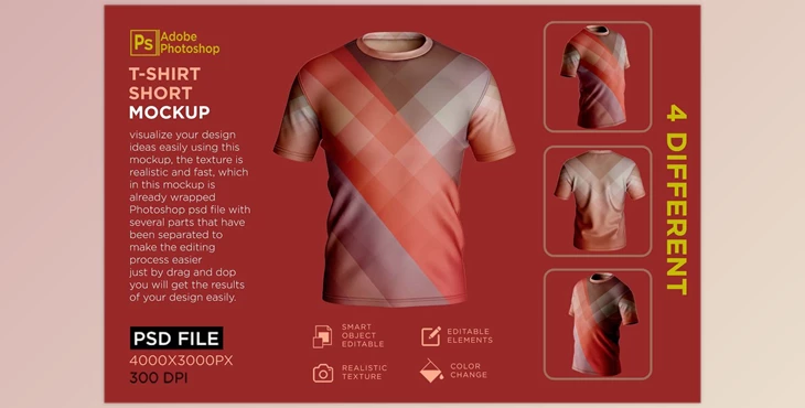 Download Men’s T-Shirt Short Mockup CreativeMarket - 7162109