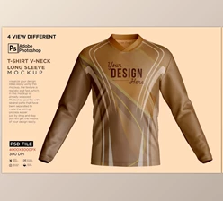 Download T-Shirt V-Neck Long Sleeve Mockup CreativeMarket - 7234903