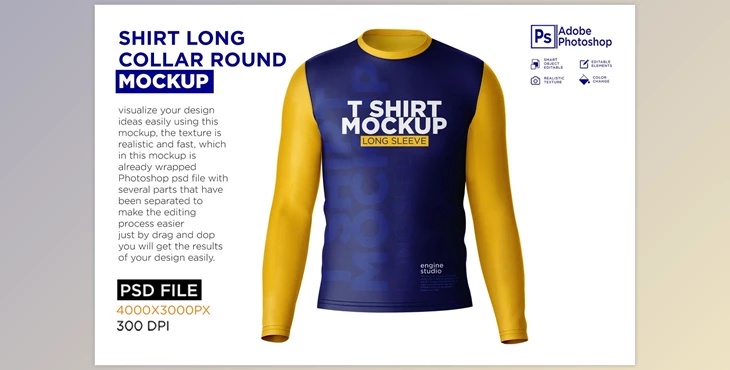 Download Shirt Long Collar Round Mockup CreativeMarket - 7251081