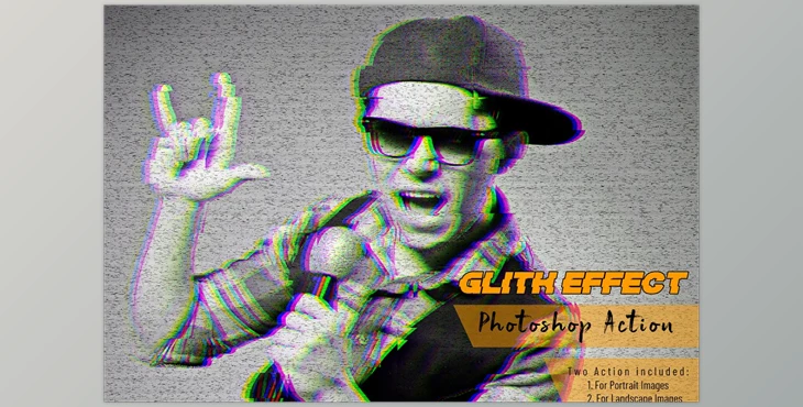 Download Glitch Effect Photoshop Action CreativeMarket - 7287266