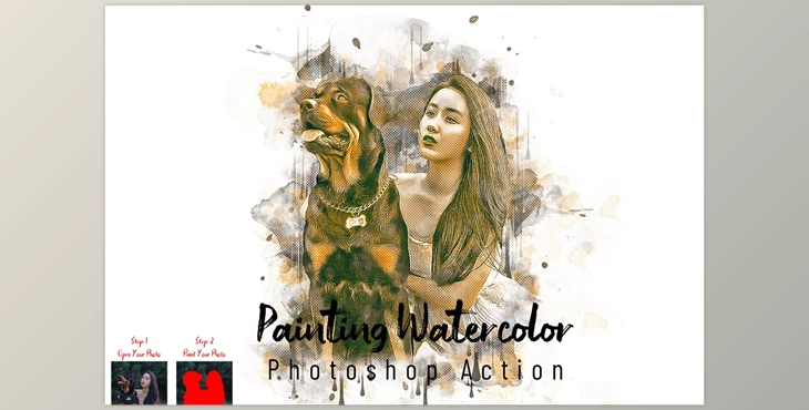 Download Painting Watercolor Photoshop Action CreativeMarket - 7300280