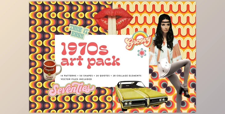 Download 1970s Collage Art Pack CreativeMarket - 5784589