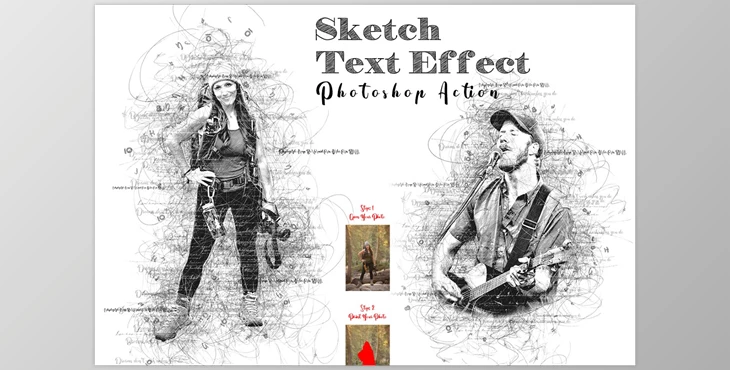 Download Sketch Text Effect Photoshop Action CreativeMarket - 7311369