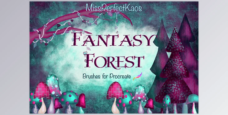 Download Fantasy Forest-98 Procreate Brushes CreativeMarket - 7209601