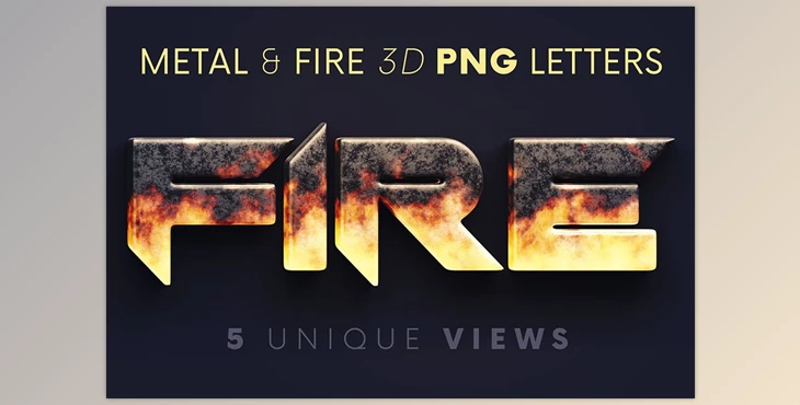 Download Metal & Fire – 3D Lettering CreativeMarket - 7255576