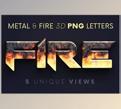Download Metal & Fire – 3D Lettering CreativeMarket - 7255576