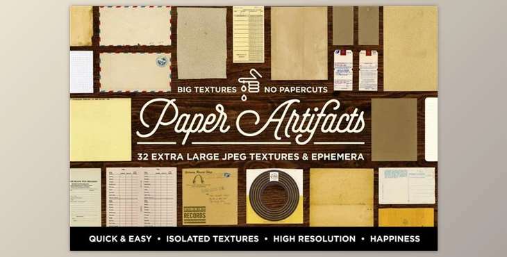 Download RetroSupply – Paper Artifacts | Texture & Ephemera Bundle for Photoshop